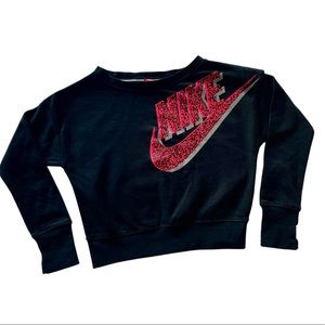 NIKE Pink Leopard Crop Hoodie